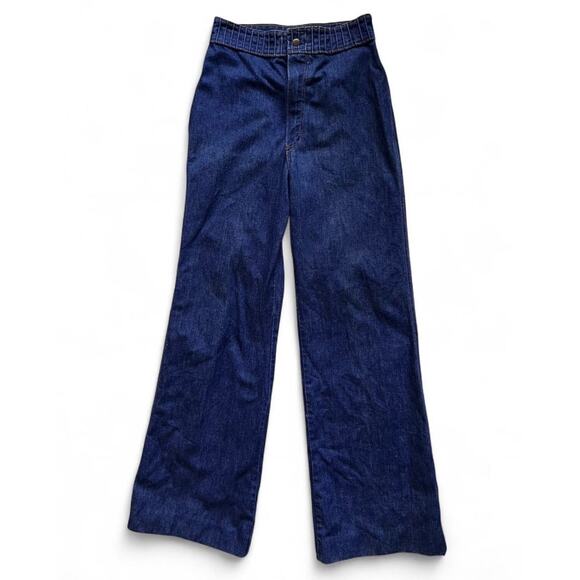 Vintage 70s S-M 28 High Rise Wrangler Jeans Blue Denim Flare USA 11/12 Jr Misses - Picture 1 of 8